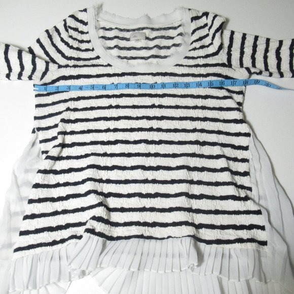 Anthropologie Postmark Striped Textured Sweater Top Black White Striped Medium - Picture 8 of 11